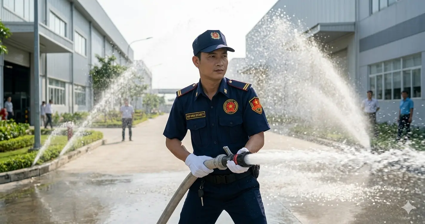 Công ty bảo vệ chuyên nghiệp Kim Long diễn tập PCCC định kỳ.