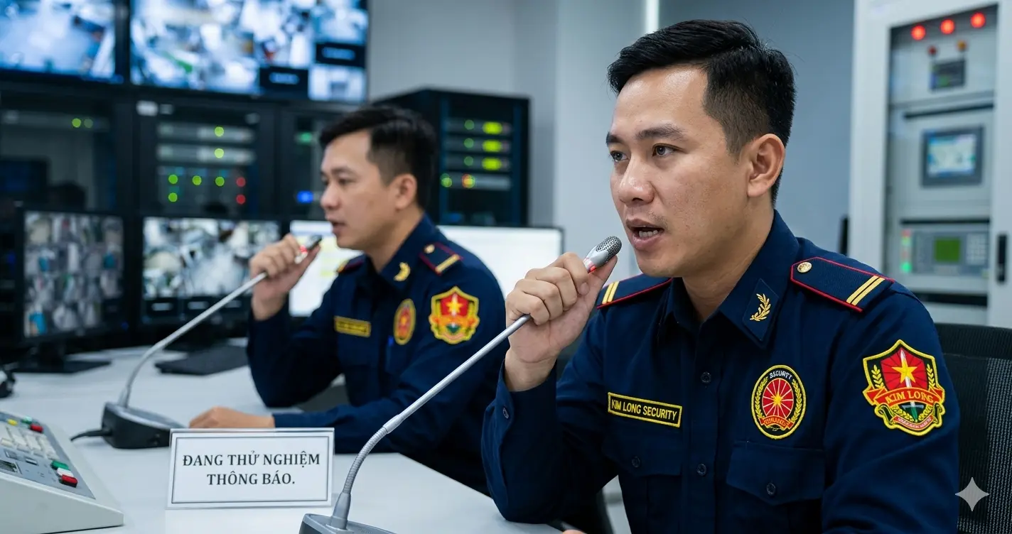 Công ty bảo vệ Cần Thơ kiểm tra hệ thống loa thông báo khẩn cấp.