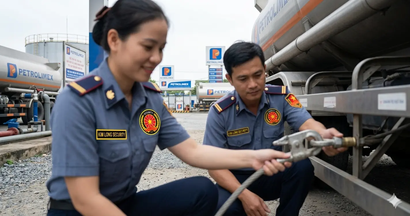 Nhân viên dịch vụ bảo vệ Kim Long – TpHCM giám sát tiếp địa tĩnh điện.