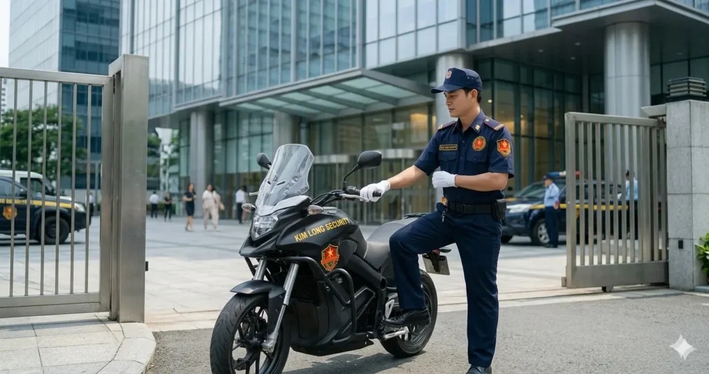 Bảo vệ chuyên nghiệp Kim Long kiểm soát tải trọng phương tiện.