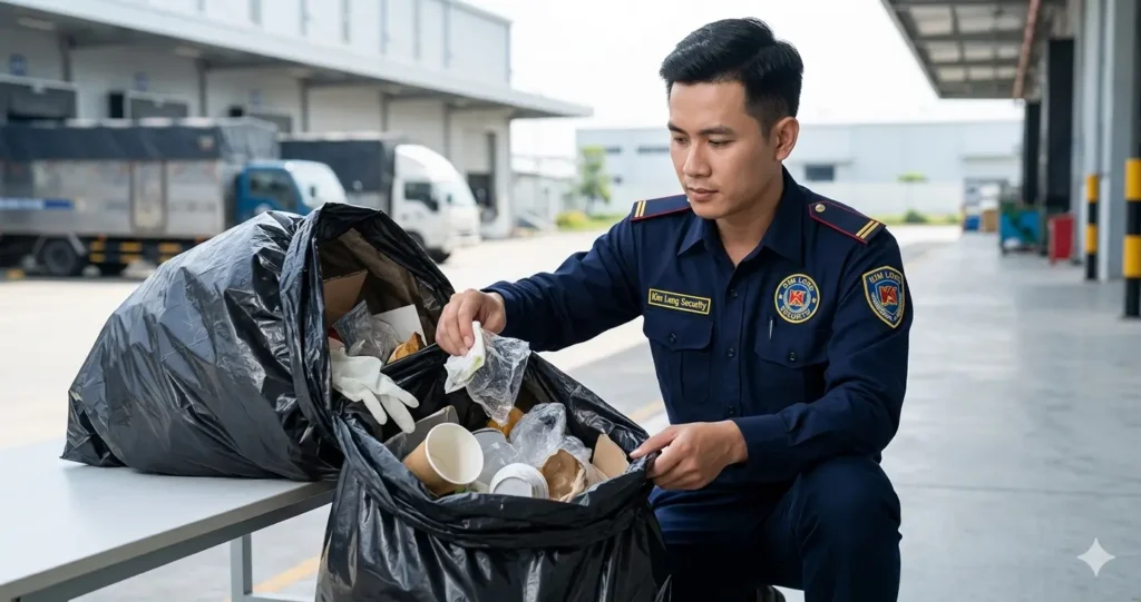 • Bảo vệ chuyên nghiệp Kim Long kiểm soát rác thải và chống thất thoát.