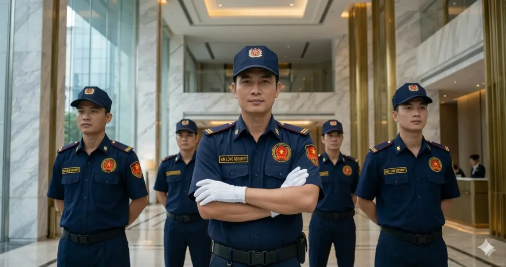 Bảo vệ chuyên nghiệp Kim Long áp tải tiền mặt an toàn.