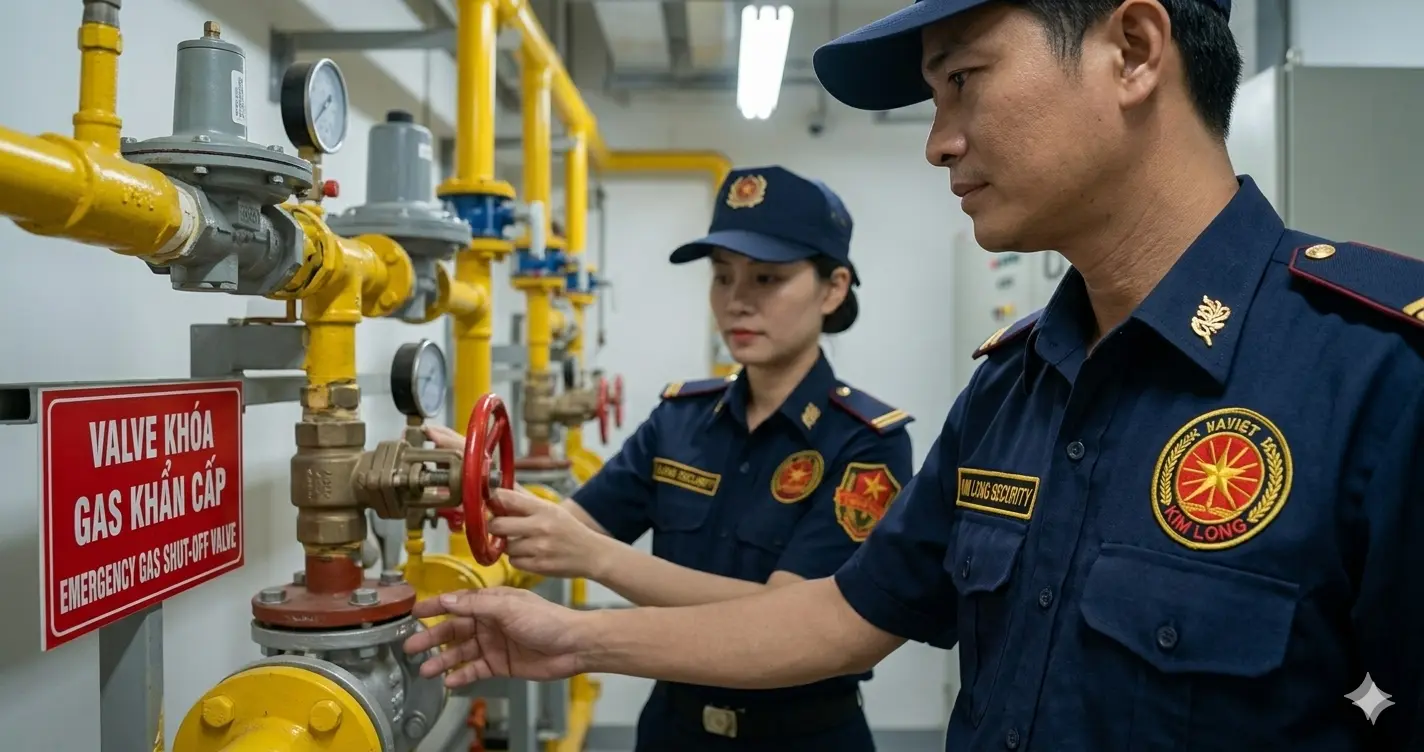 Công ty bảo vệ An Giang kiểm tra van khóa Gas khẩn cấp.