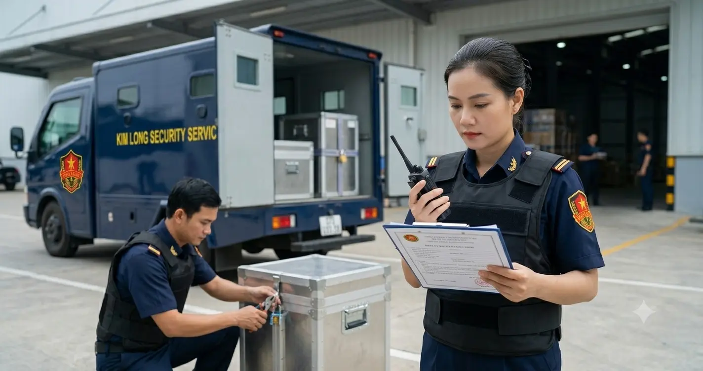 Dịch vụ áp tải hàng hóa giá trị cao chuyên nghiệp của bảo vệ Kim Long.
