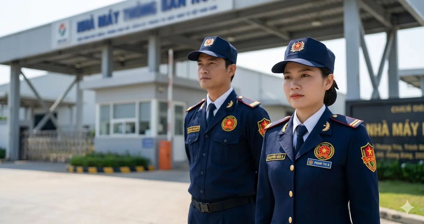 Hình ảnh chính quy của nhân viên dịch vụ bảo vệ Kim Long tại An Giang.