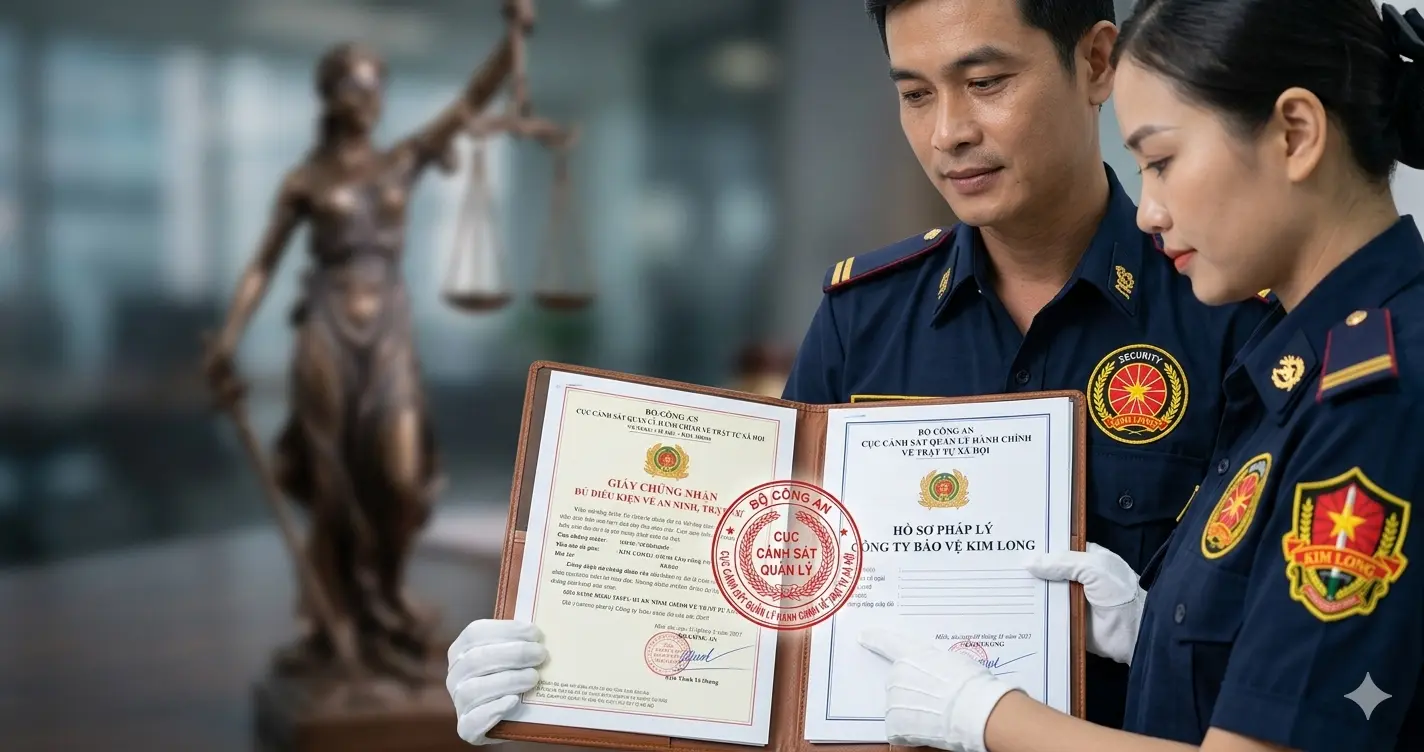 Hồ sơ pháp lý đầy đủ của dịch vụ bảo vệ chuyên nghiệp Kim Long Trà Vinh.
