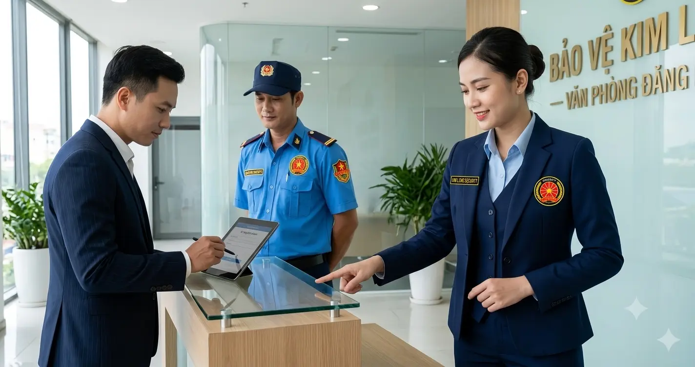 Lao động nữ chuyên nghiệp tại dịch vụ bảo vệ Kim Long Bình Dương.