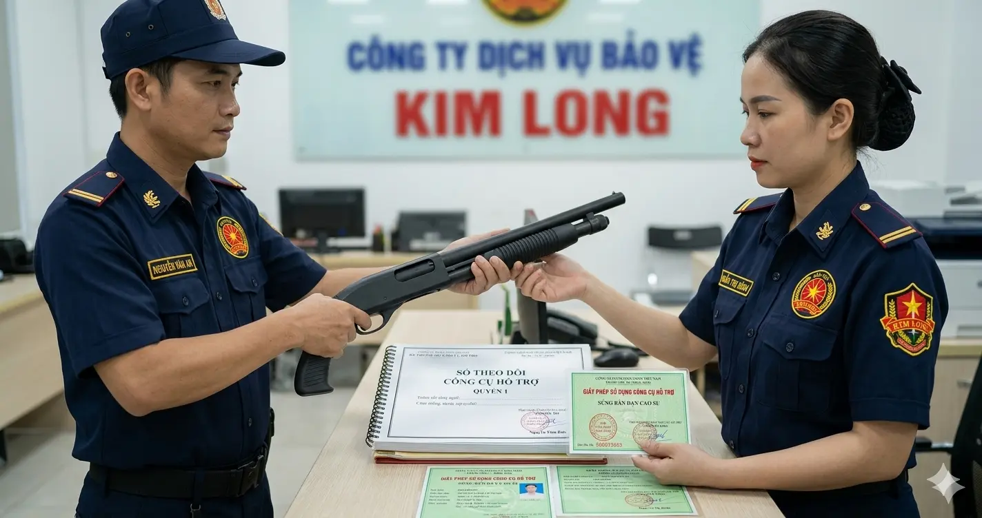 Quy trình quản lý công cụ hỗ trợ chuẩn pháp lý tại dịch vụ bảo vệ Bình Dương.