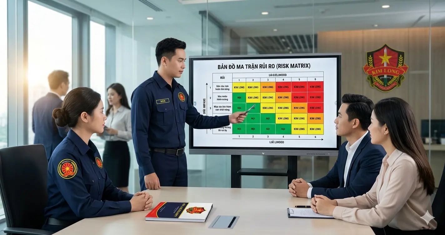 Quản lý rủi ro theo tiêu chuẩn ISO 31000 tại dịch vụ bảo vệ chuyên nghiệp Kim Long.