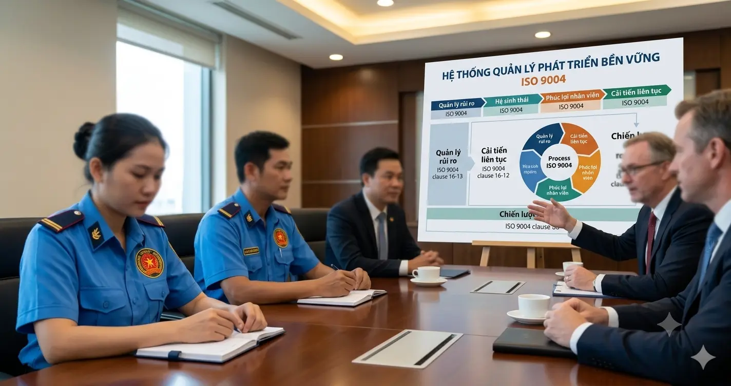 Quản trị sự thành công bền vững ISO 9004 tại dịch vụ bảo vệ chuyên nghiệp Kim Long.