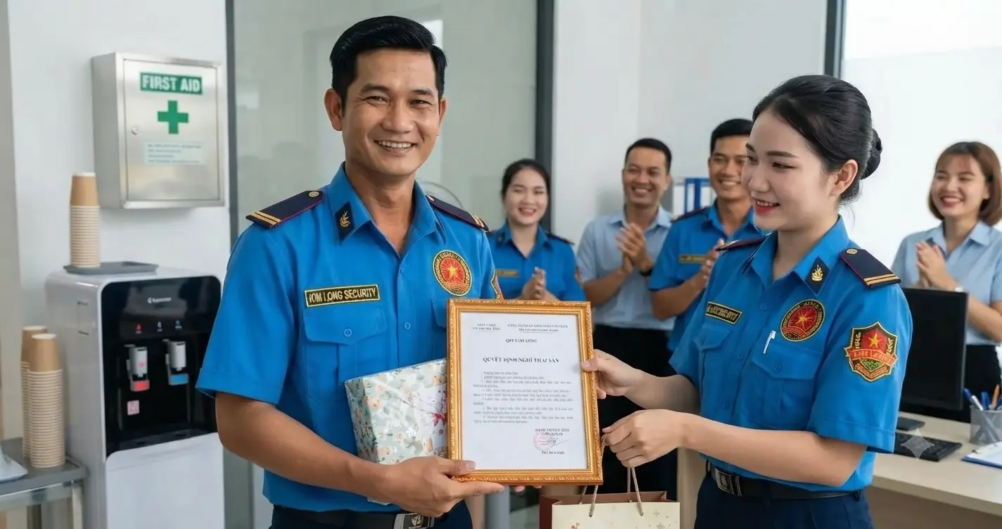 Thực hiện chế độ thai sản cho lao động nam tại công ty bảo vệ An Giang - Kim Long.