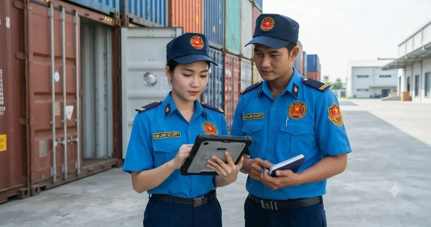 Công ty bảo vệ Bình Dương - Kim Long trực kho vận.