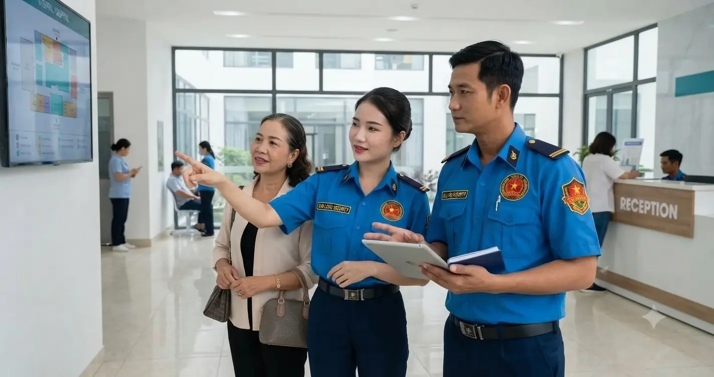 Công ty bảo vệ Cần Thơ Kim Long trực bệnh viện.