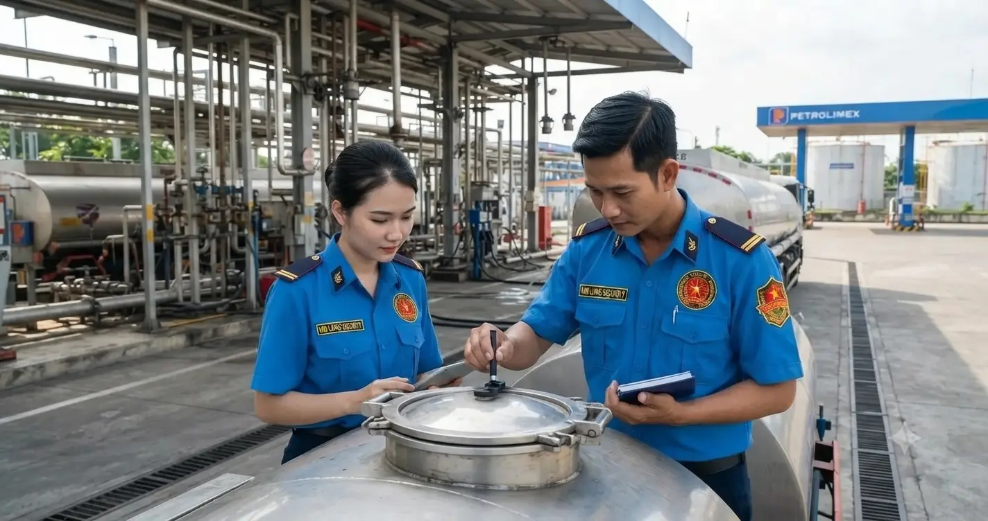 Công ty bảo vệ Đồng Nai - Kim Long trực kho xăng dầu.