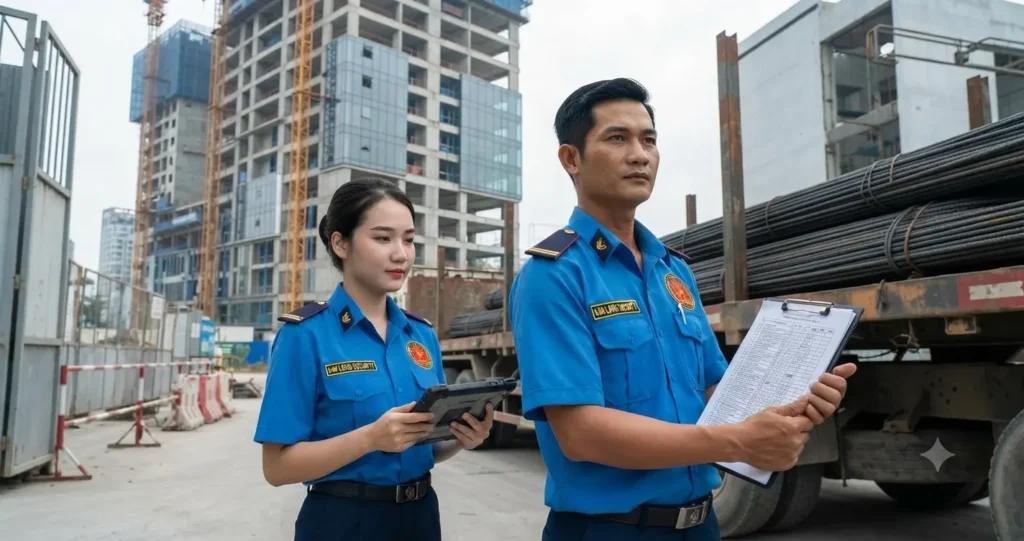 Công ty bảo vệ TpHCM - Kim Long trực công trường.
