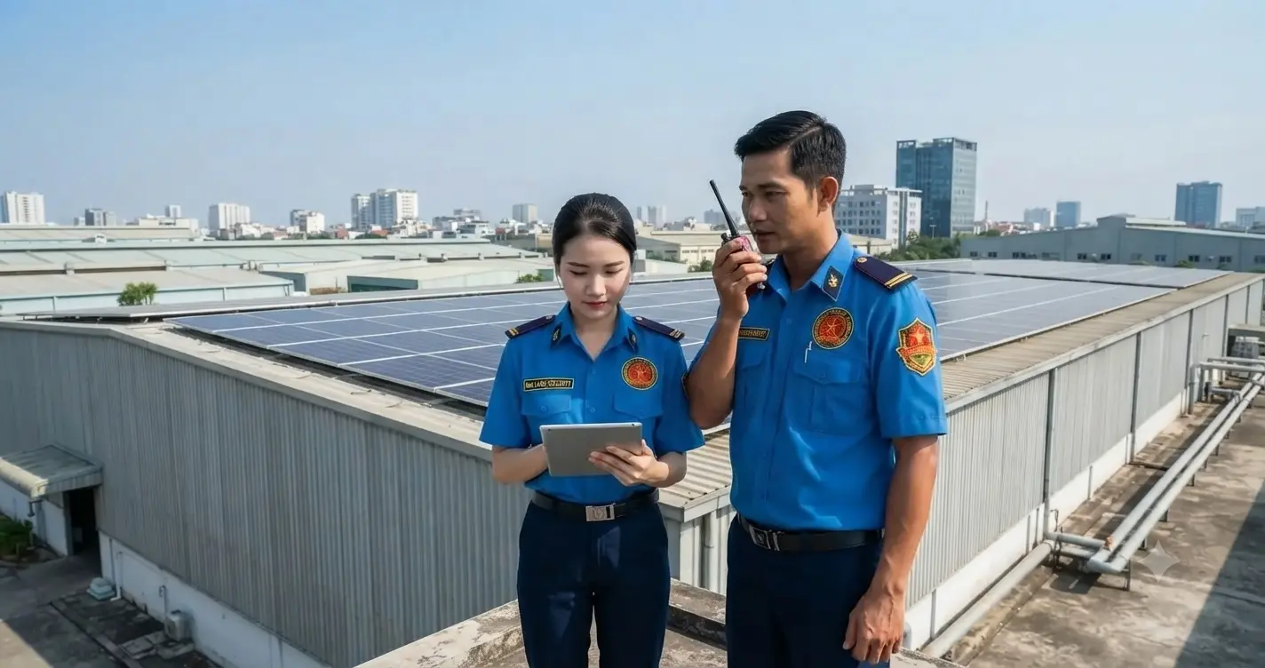 Công ty bảo vệ TpHCM – Kim Long giám sát điện mặt trời.