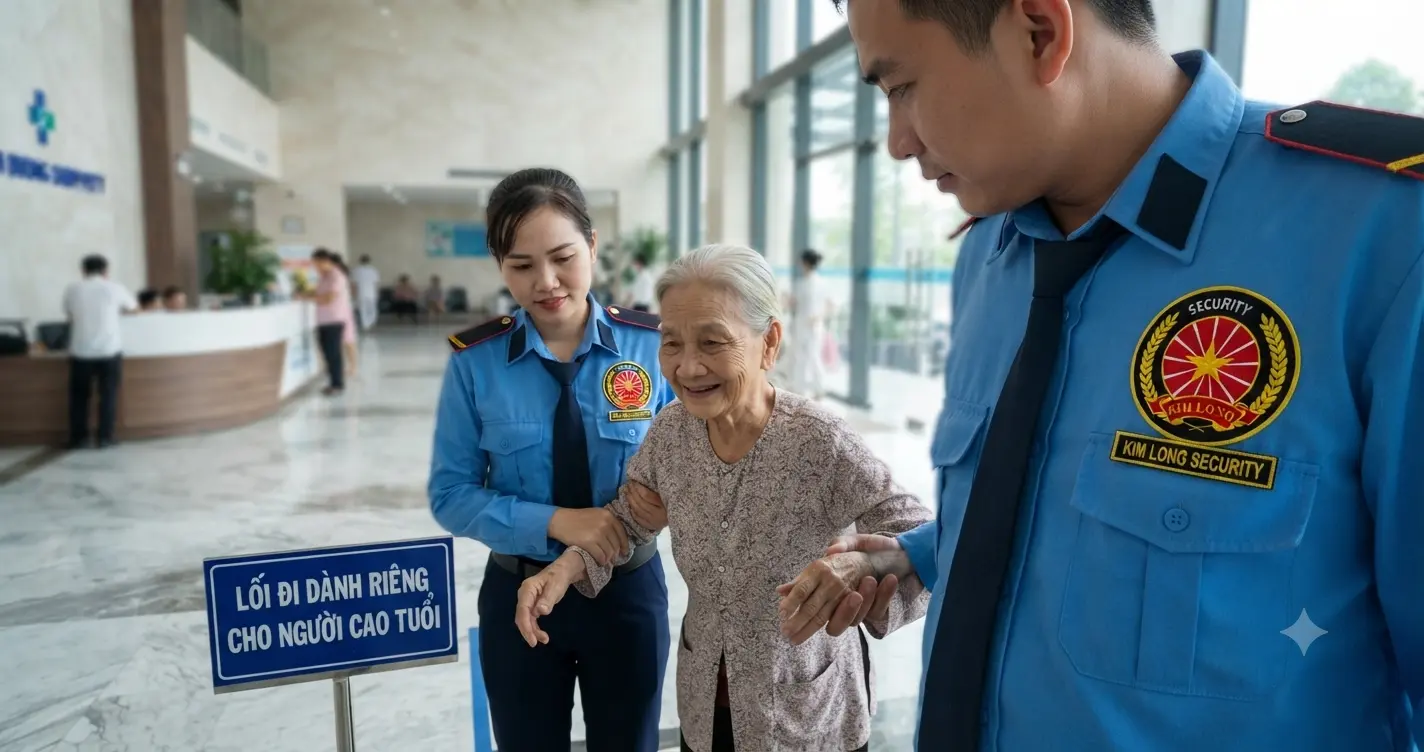 Hỗ trợ người cao tuổi chuyên nghiệp tại công ty bảo vệ Cần Thơ Kim Long.