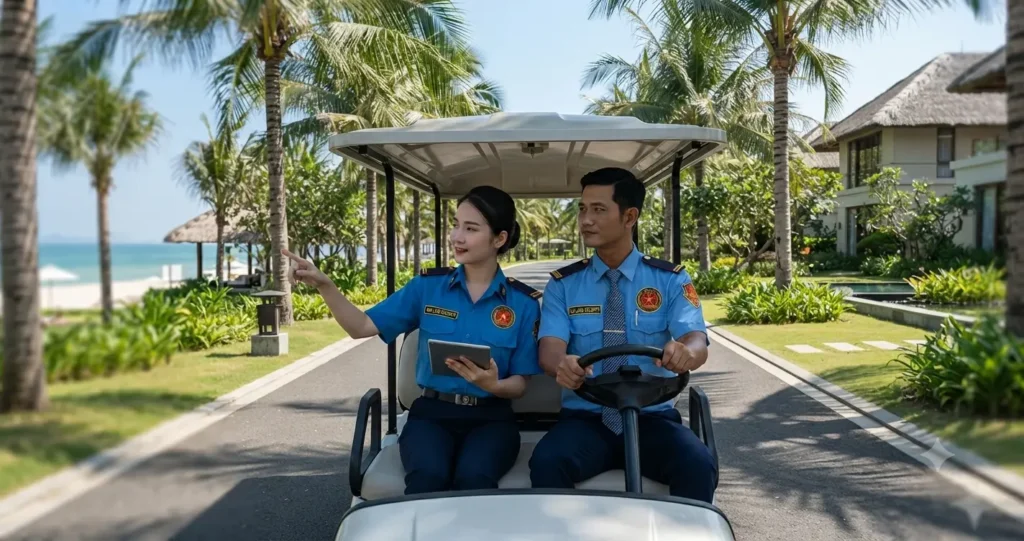 Công ty bảo vệ Bình Dương - Kim Long Security trực resort.