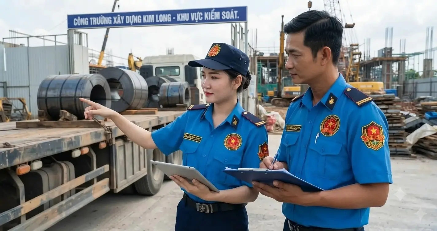 Công ty bảo vệ An Giang – Kim Long trực công trường.