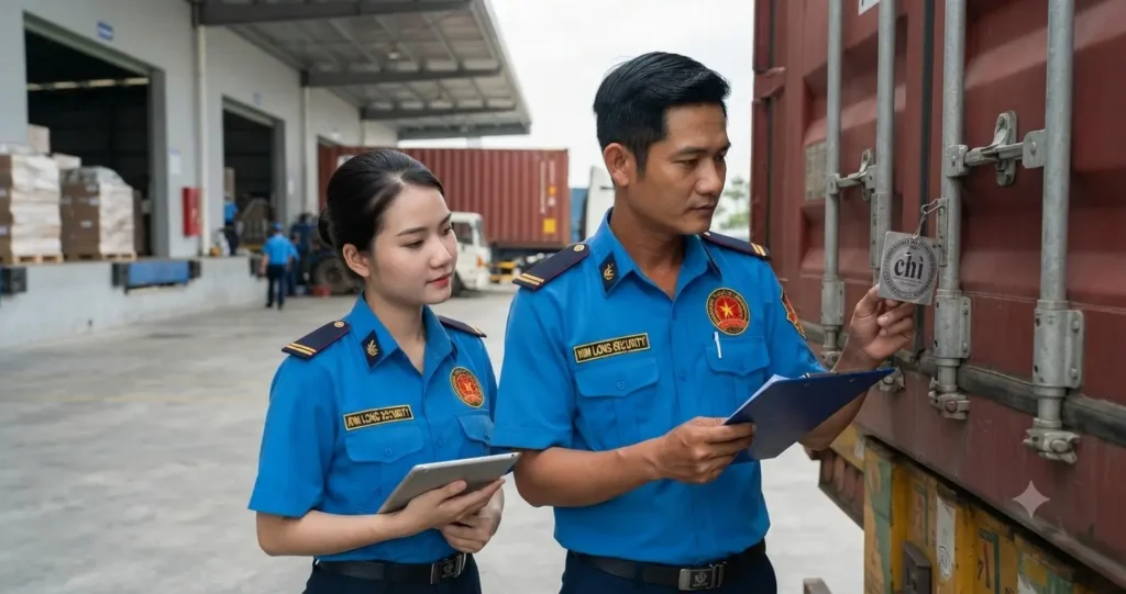 Công ty bảo vệ Đồng Nai - Kim Long trực kho bãi.