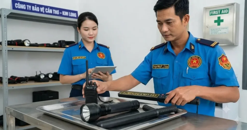 Công ty bảo vệ Cần Thơ – Kim Long trang bị công cụ hỗ trợ.