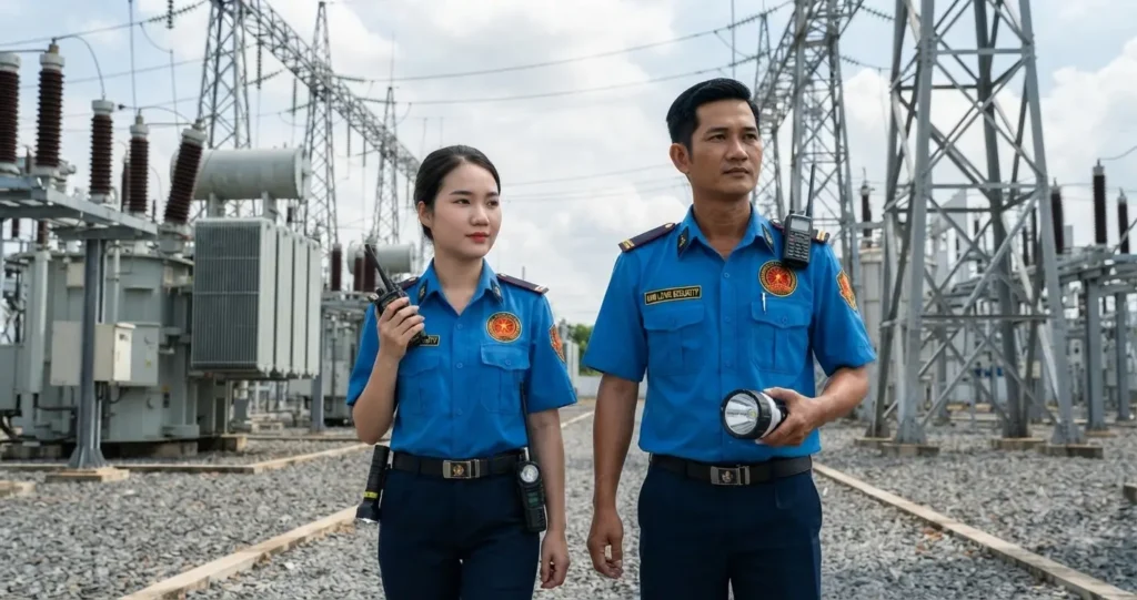 Nhân viên Công ty bảo vệ Bình Phước - Kim Long tuần tra mục tiêu diện tích rộng tại Bình Phước