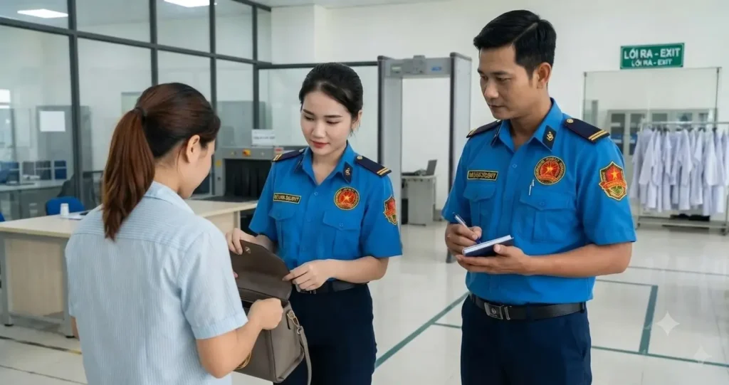 Nhân viên Công ty bảo vệ Long An - Kim Long kiểm soát an ninh tại nhà máy Long An