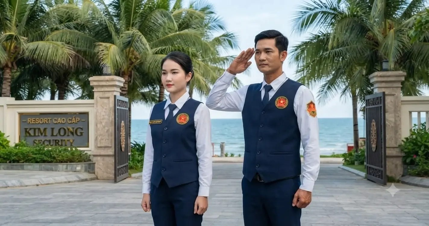 Nhân viên Công ty bảo vệ Vũng Tàu - Kim Long chuyên nghiệp tại resort Vũng Tàu