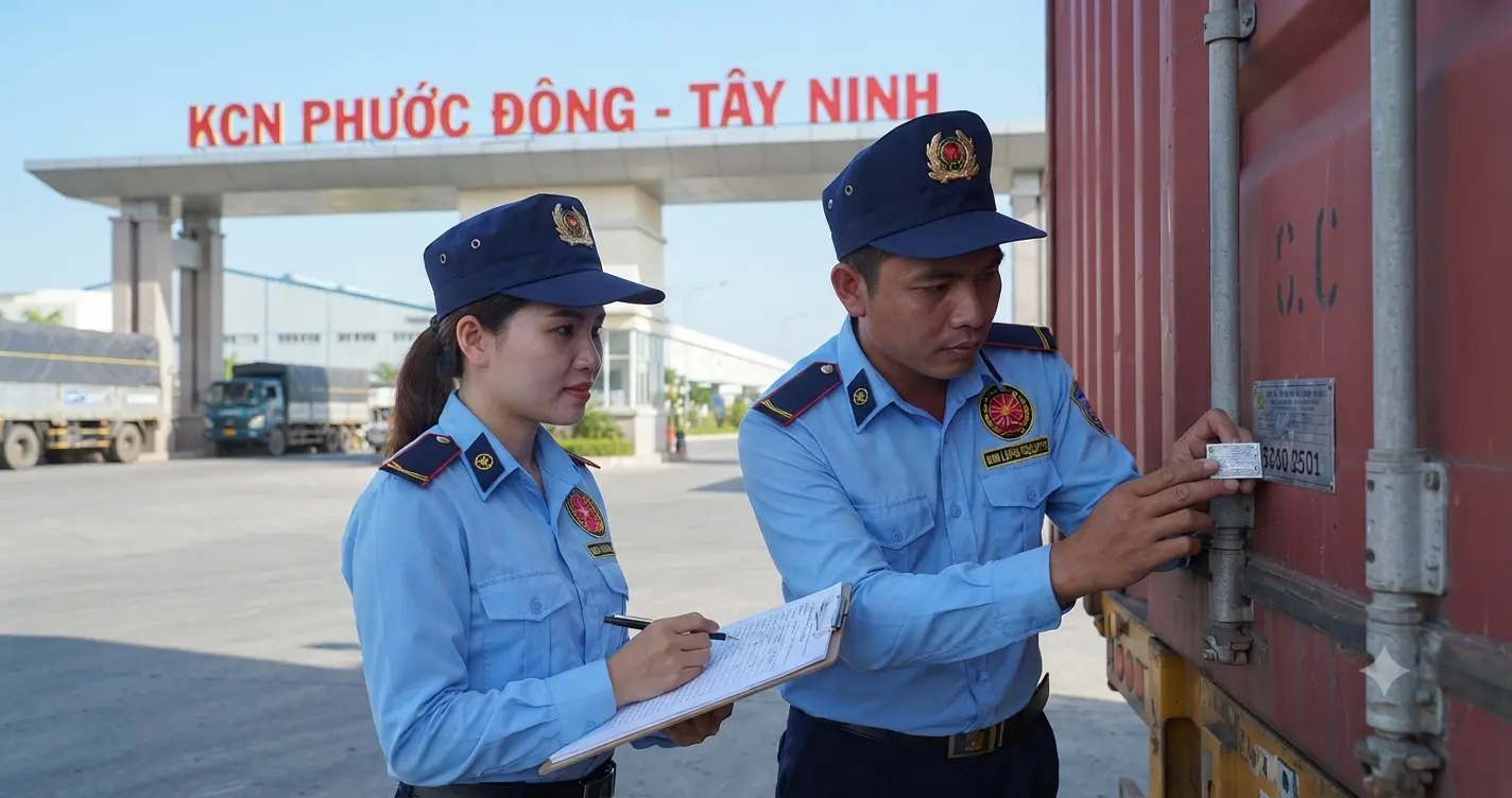 Công ty bảo vệ Tây Ninh - Kim Long Security kiểm tra seal container tại Tây Ninh