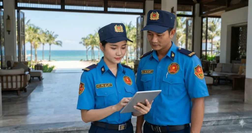 Nhân viên bảo vệ chuyên nghiệp công ty bảo vệ Kiên Giang - Kim Long tại resort Phú Quốc, Kiên Giang
