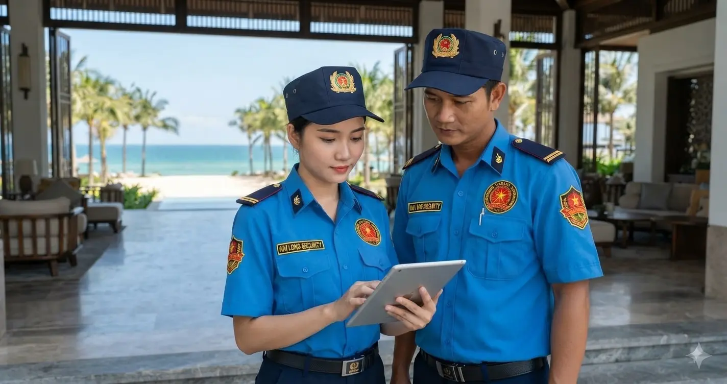 Nhân viên bảo vệ chuyên nghiệp công ty bảo vệ Kiên Giang - Kim Long tại resort Phú Quốc, Kiên Giang