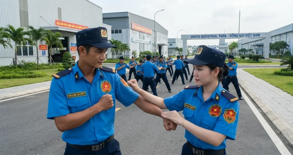 Đội ngũ công ty bảo vệ Đồng Nai - Kim Long Security tập huấn tại nhà máy ở Đồng Nai