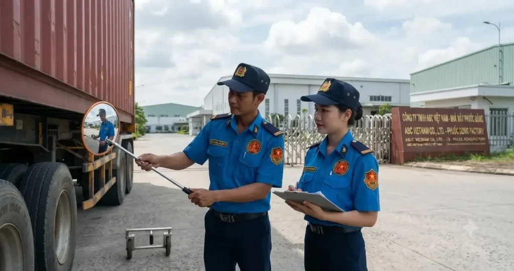 Công ty bảo vệ Tây Ninh - Kim Long thực hiện kiểm tra an ninh tại KCN Phước Đông, Tây Ninh
